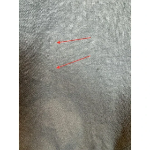 Vintage Tan Canvas Utility Jacket Denim Collar Utility Pockets Tool Straps Large - Picture 10 of 14